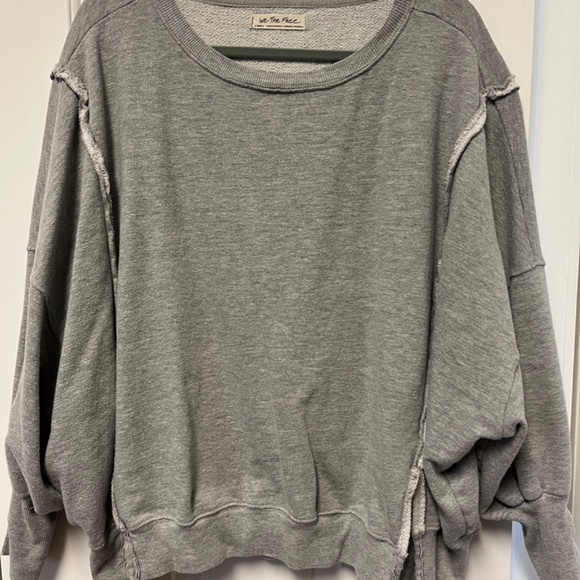 Free People Gray Oversized Sweatshirt - Picture 6 of 8